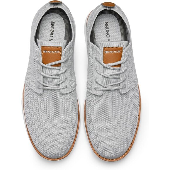 ⚡Men Grey Knit Flex Breeze Mesh Oxfords Lace-Up Lightweight Walking Sneaker - Picture 4 of 10